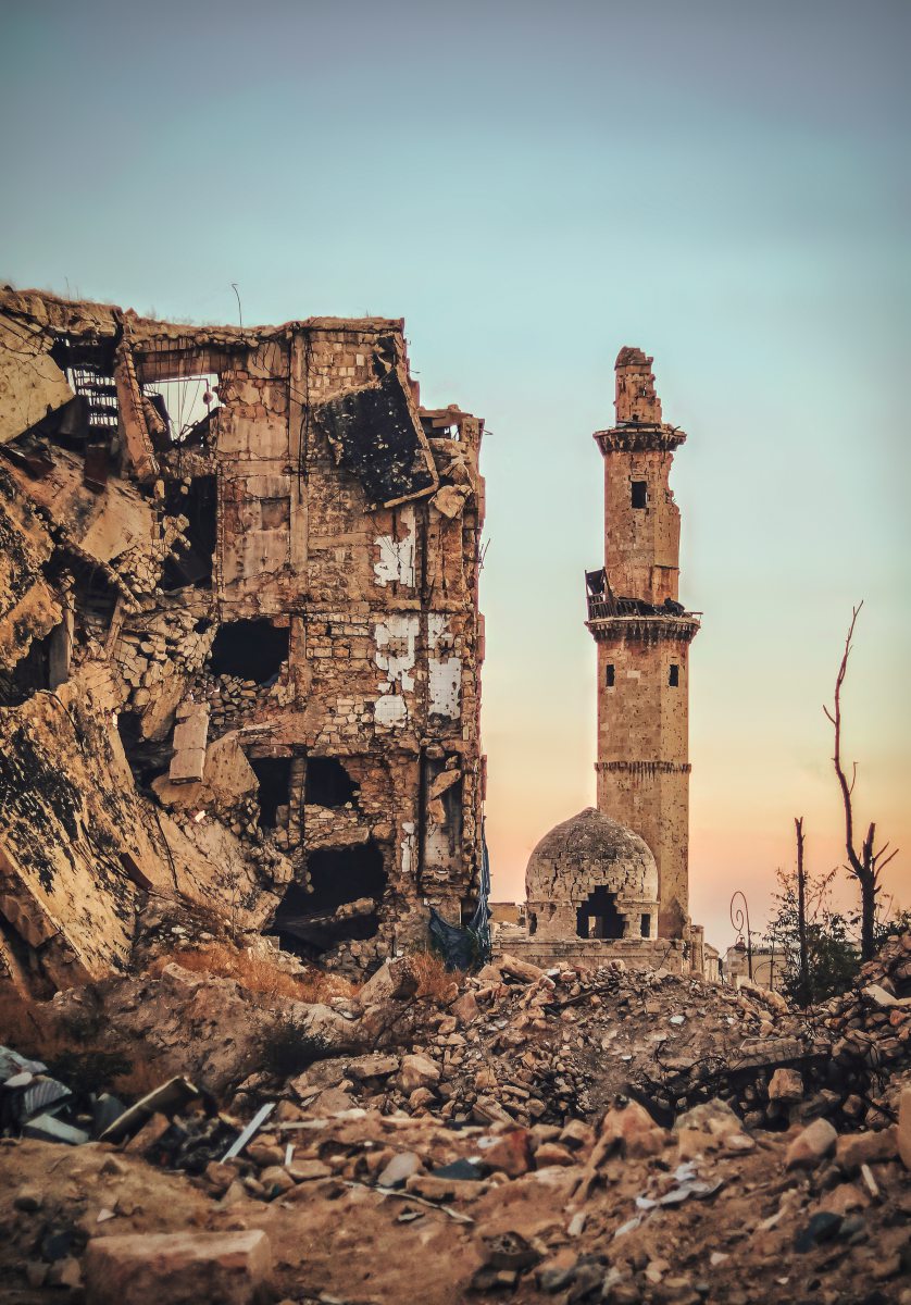 Zerstörte Moschee in Aleppo, Syrien