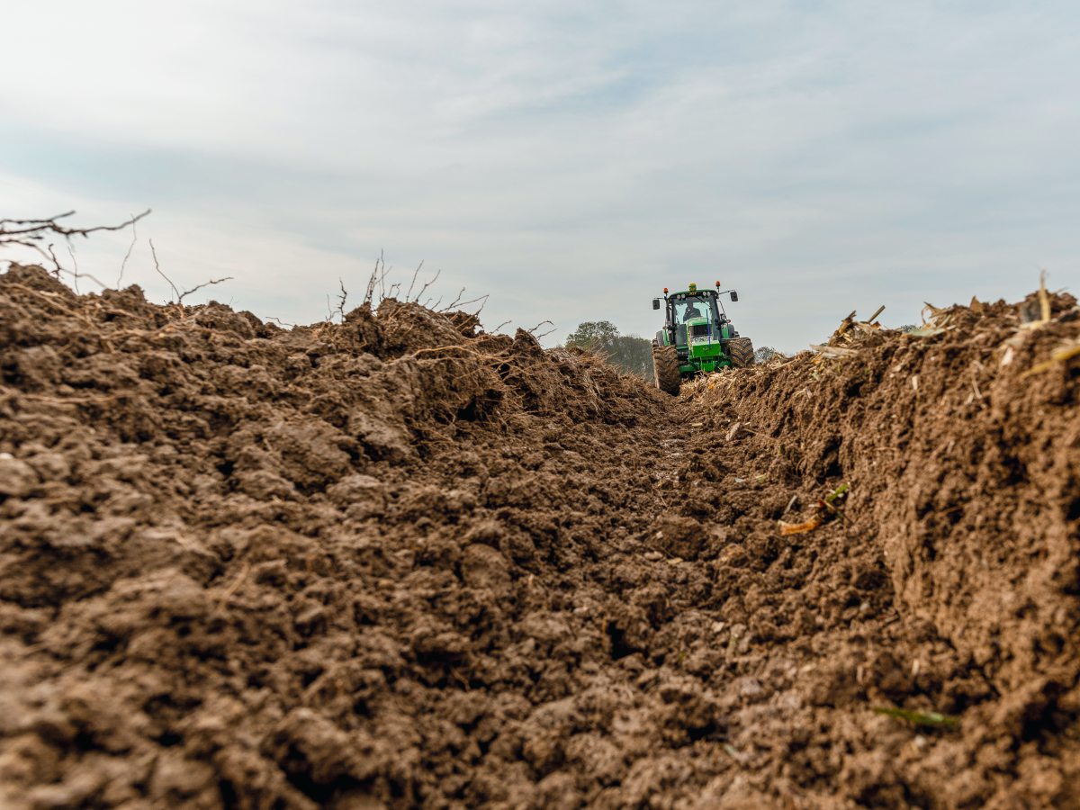 Pflügen eines Maisackers