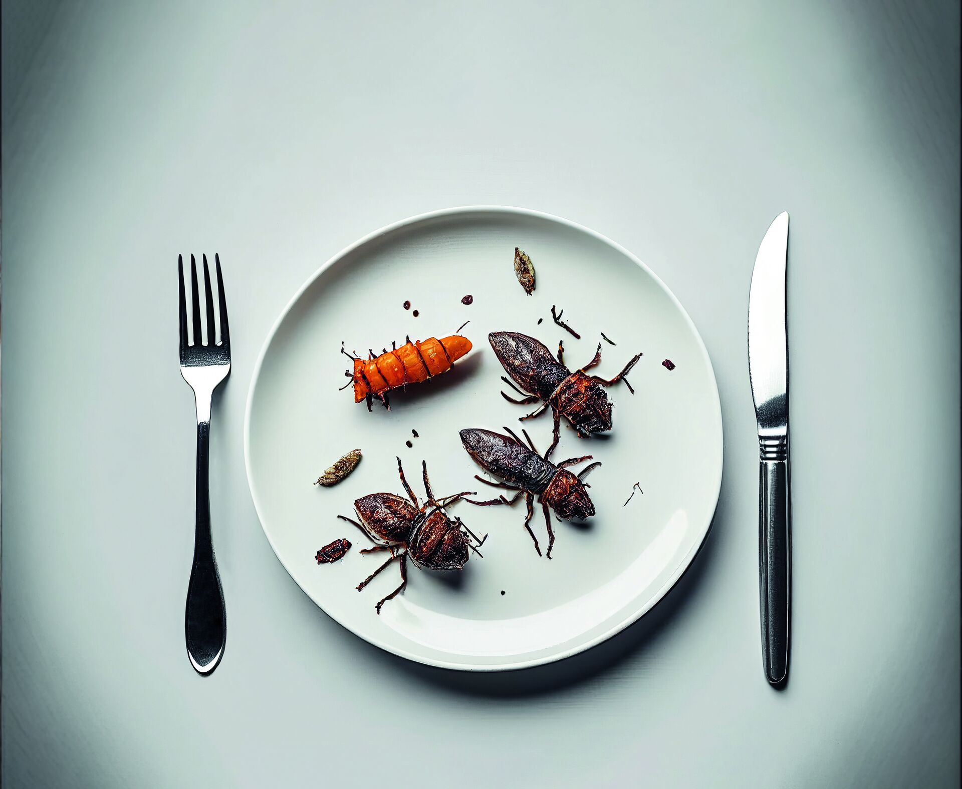 Insekten angerichtet auf einem Teller
