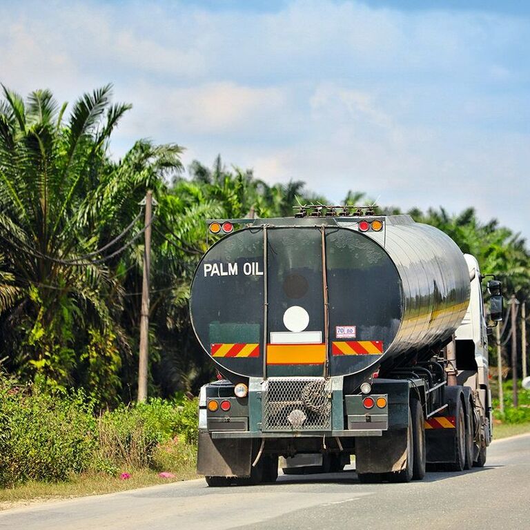 Lastwagen transportiert Palmöl in Malaysia