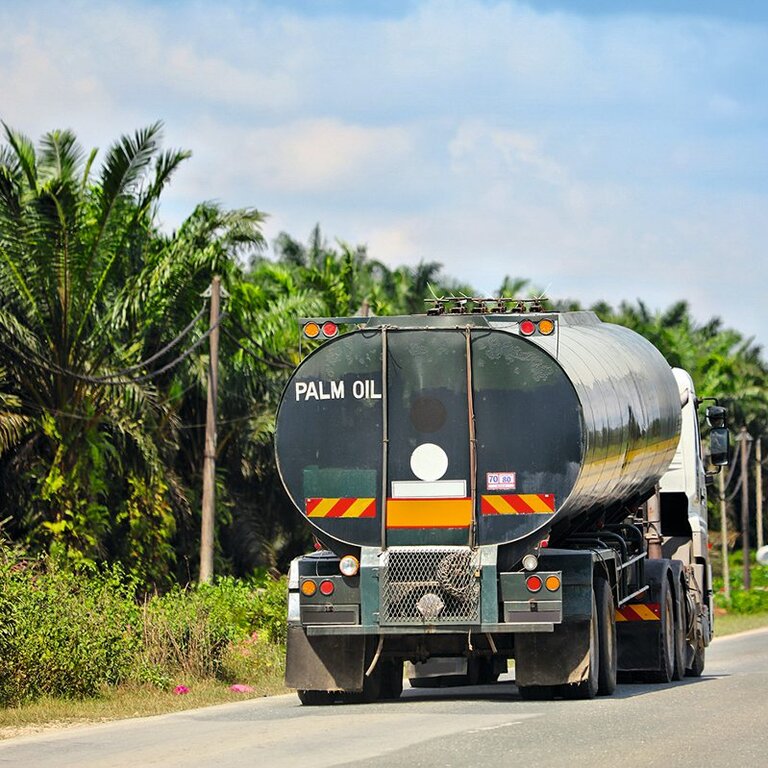 Lastwagen transportiert Palmöl in Malaysia