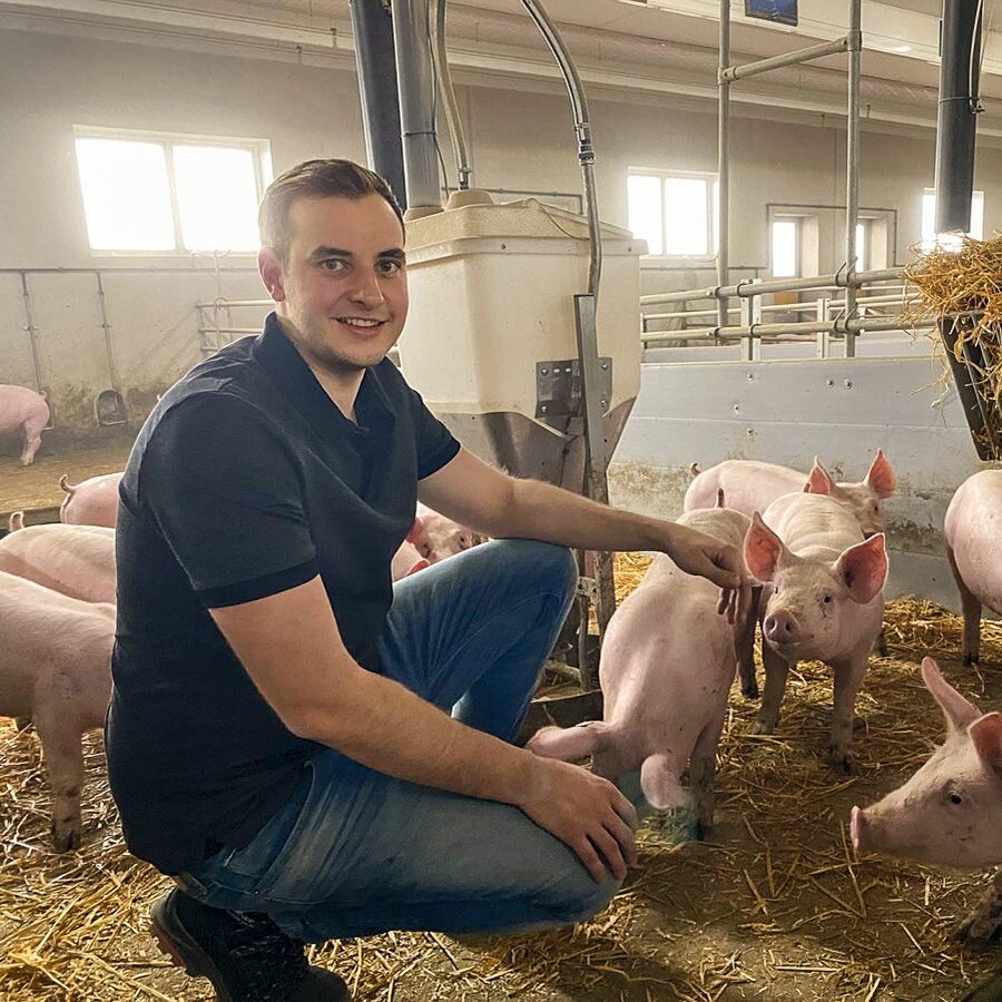 Alexander Schlecht in seinem Schweinestall